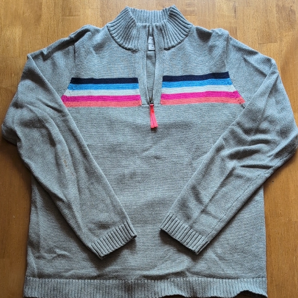 J. Crew Gray Sweater with Colorful Stripes